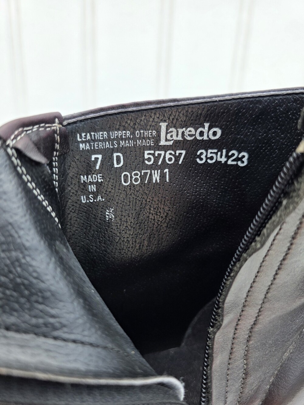 Laredo Western Brown Leather Ankle Boots Zip Up Round Toe Mens Size 7D - Picture 9 of 12
